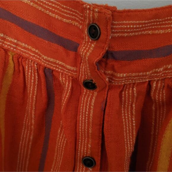 A AN.A Orange Stripe Fall Colors Button Down Cotton Tank Medium - Picture 5 of 5